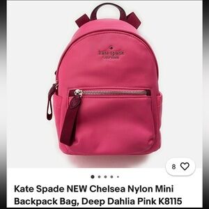 Kate Spade NEW Chelsea Nylon Mini Backpack Bag, Deep Dahlia Pink K8115